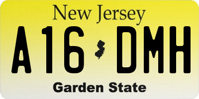 NJ license plate A16DMH