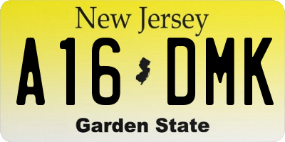 NJ license plate A16DMK
