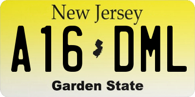 NJ license plate A16DML