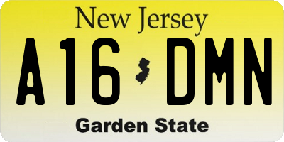 NJ license plate A16DMN