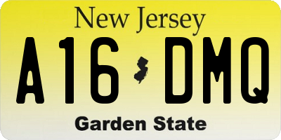 NJ license plate A16DMQ