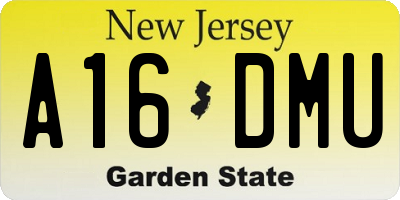 NJ license plate A16DMU