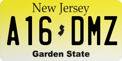 NJ license plate A16DMZ