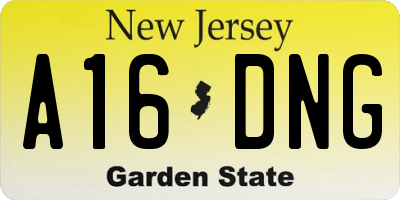 NJ license plate A16DNG