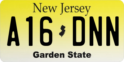 NJ license plate A16DNN