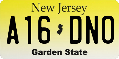 NJ license plate A16DNO