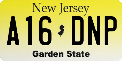 NJ license plate A16DNP