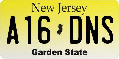 NJ license plate A16DNS