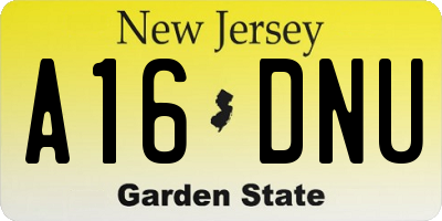 NJ license plate A16DNU