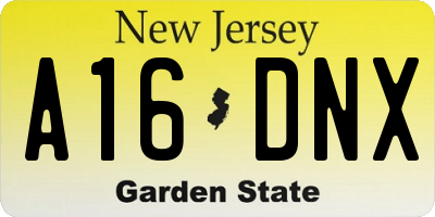 NJ license plate A16DNX
