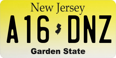 NJ license plate A16DNZ