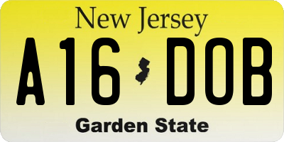 NJ license plate A16DOB