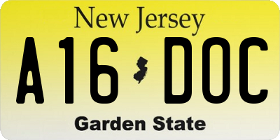 NJ license plate A16DOC