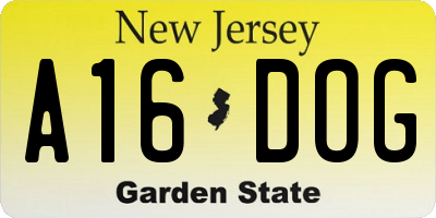 NJ license plate A16DOG