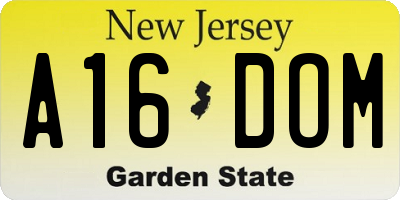 NJ license plate A16DOM