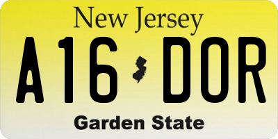 NJ license plate A16DOR