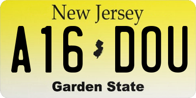 NJ license plate A16DOU