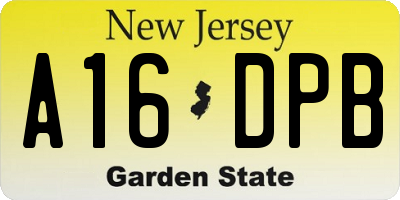 NJ license plate A16DPB