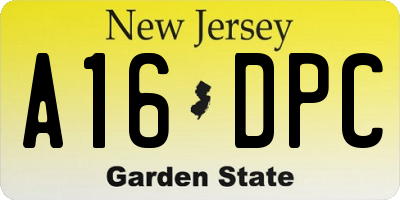 NJ license plate A16DPC