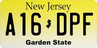 NJ license plate A16DPF