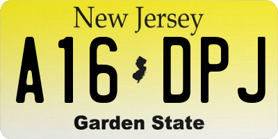 NJ license plate A16DPJ