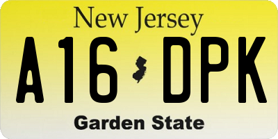 NJ license plate A16DPK