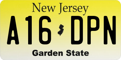 NJ license plate A16DPN