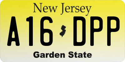 NJ license plate A16DPP