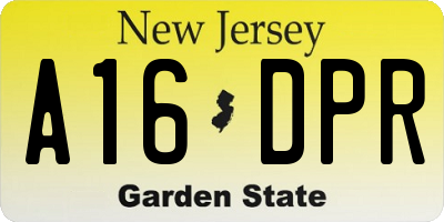 NJ license plate A16DPR