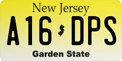 NJ license plate A16DPS