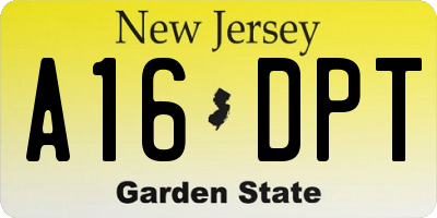 NJ license plate A16DPT