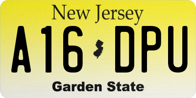 NJ license plate A16DPU