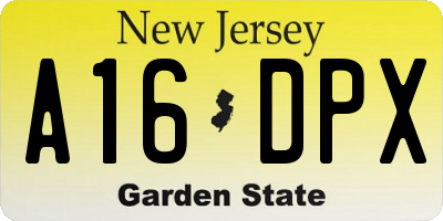 NJ license plate A16DPX