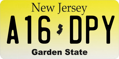 NJ license plate A16DPY