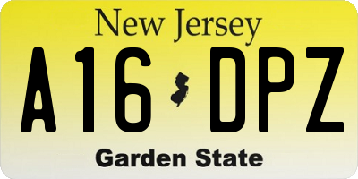 NJ license plate A16DPZ