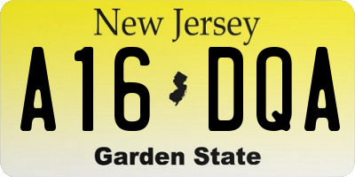 NJ license plate A16DQA