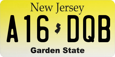 NJ license plate A16DQB