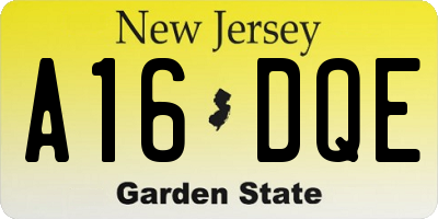 NJ license plate A16DQE