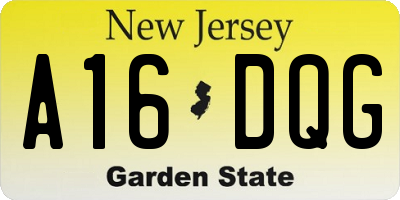 NJ license plate A16DQG
