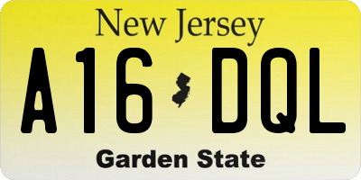 NJ license plate A16DQL