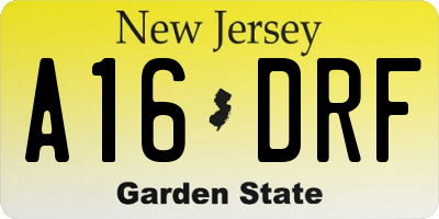 NJ license plate A16DRF