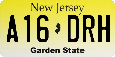 NJ license plate A16DRH