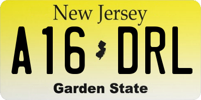 NJ license plate A16DRL