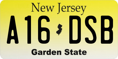 NJ license plate A16DSB