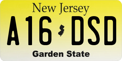 NJ license plate A16DSD