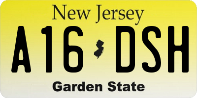 NJ license plate A16DSH
