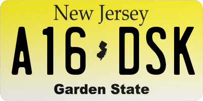 NJ license plate A16DSK