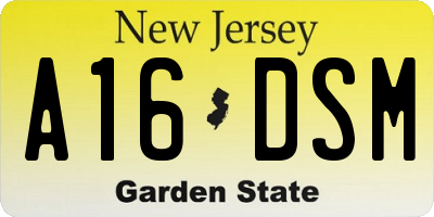 NJ license plate A16DSM
