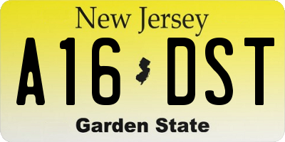 NJ license plate A16DST