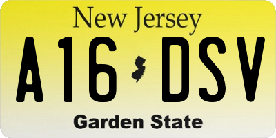 NJ license plate A16DSV
